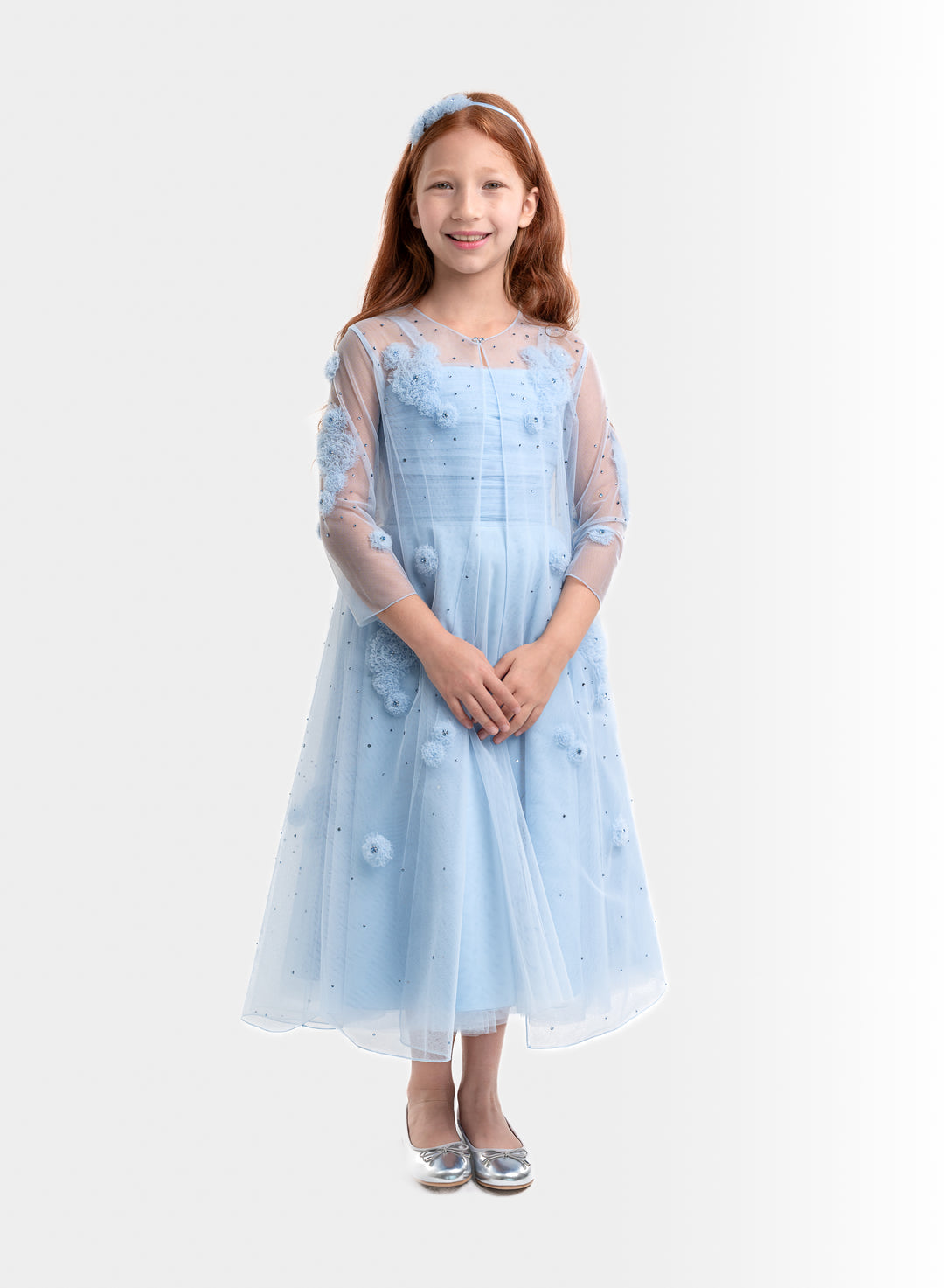 Sky Blue Tulle Dress and Robe Combination for girls CutiGirl Sky Blue Tulle Dress and Robe Combination for girls CutiGirl
