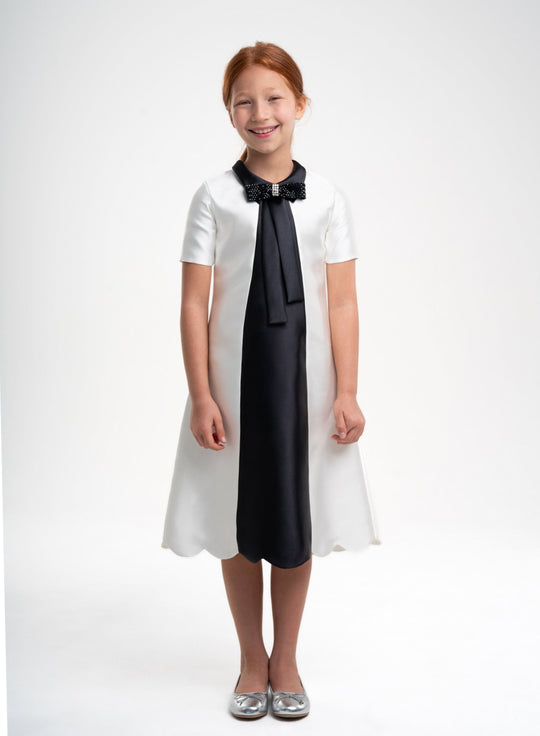 Girls' Black and White A-Line Dress