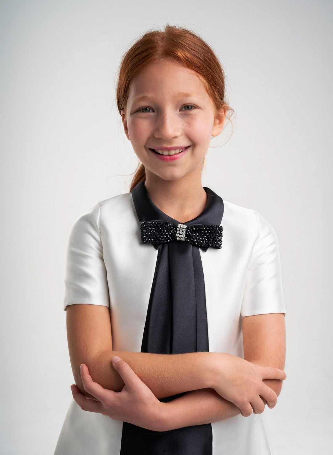 Girls' Black and White A-Line Dress