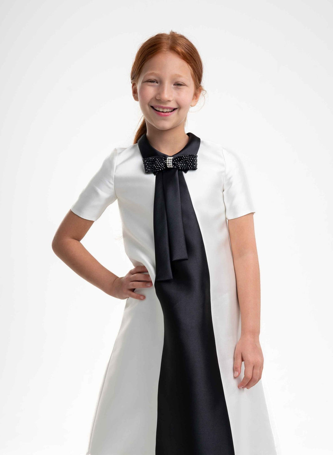Girls' Black and White A-Line Dress