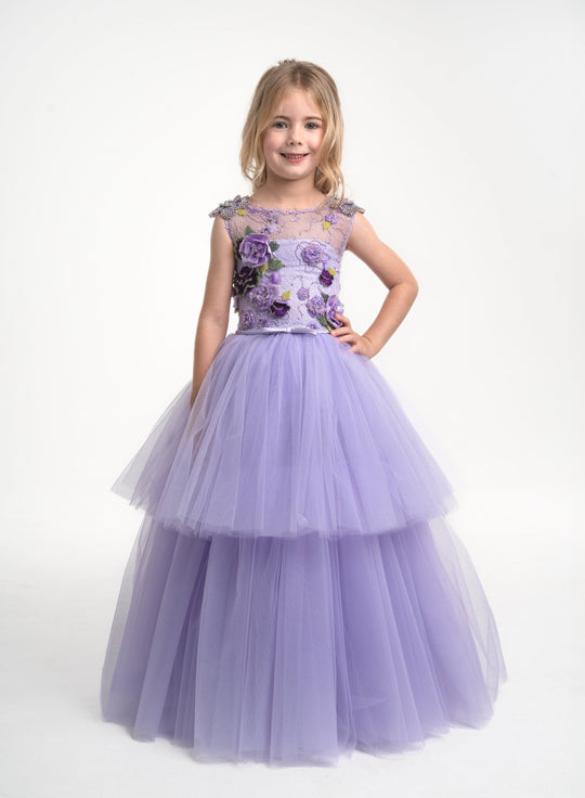 Girls' Purple Ball Gown Dress