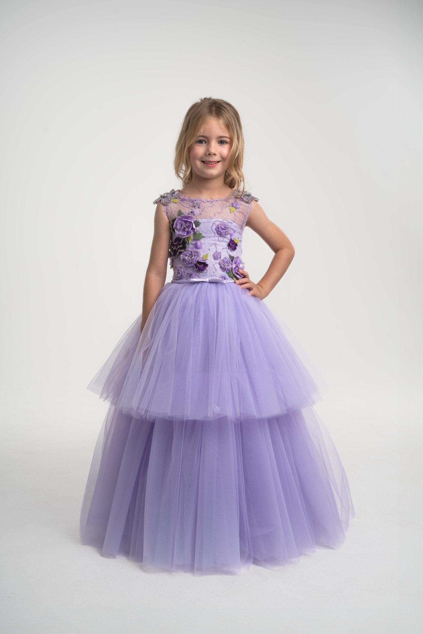 Girls' Ball Dress Children's Purple Birthday Dress Flower Girl Dress