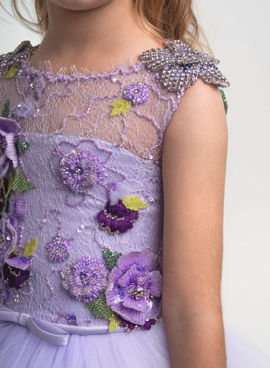 Girls' Purple Ball Gown Dress