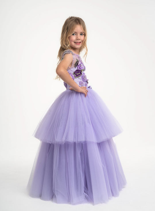 Girls' Purple Ball Gown Dress
