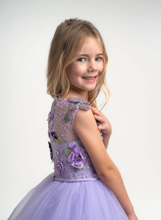 Girls' Purple Ball Gown Dress