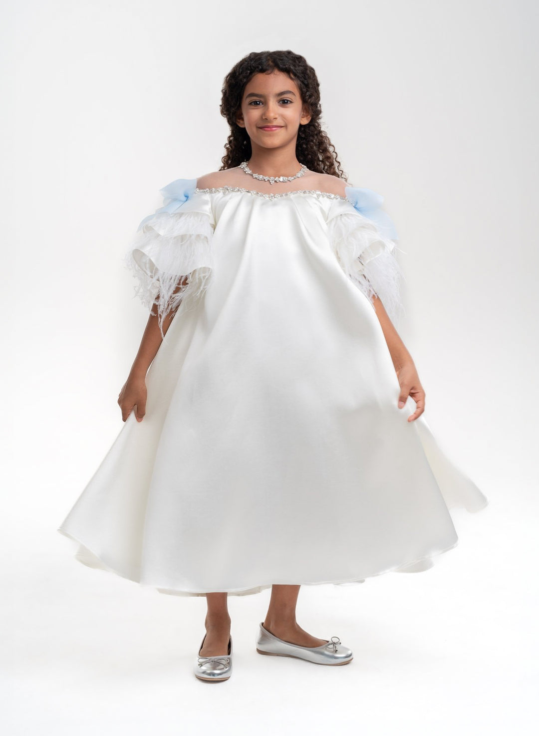Girls' White Babydoll A-Line Dress Girls' White Babydoll A-Line Dress