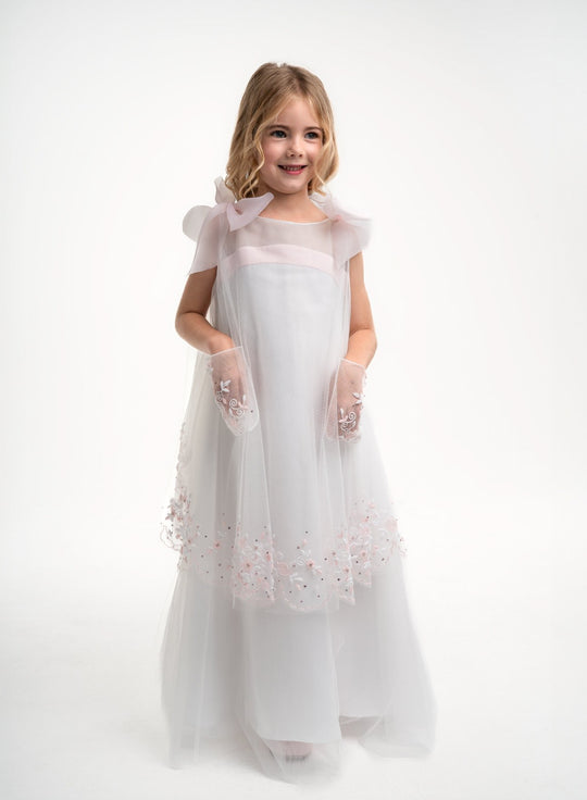Girls' White Embroidered Princess Dress