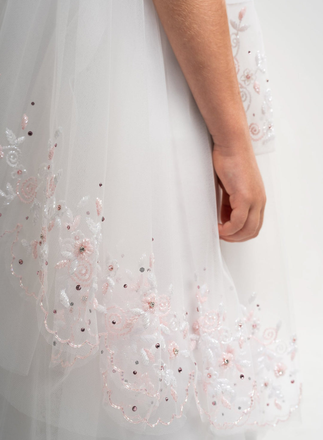 Girls' White Embroidered Princess Dress