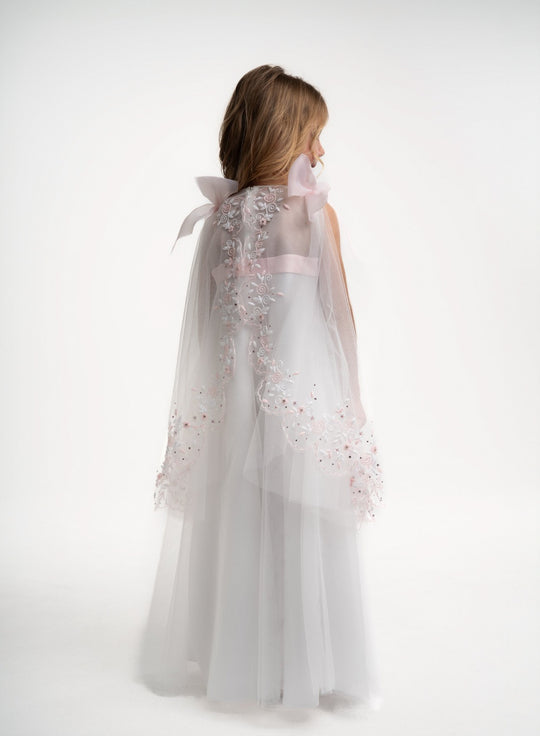Girls' White Embroidered Princess Dress