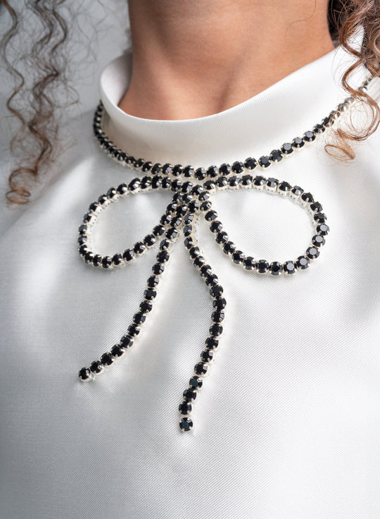 Girls' White Top with Black Skirt